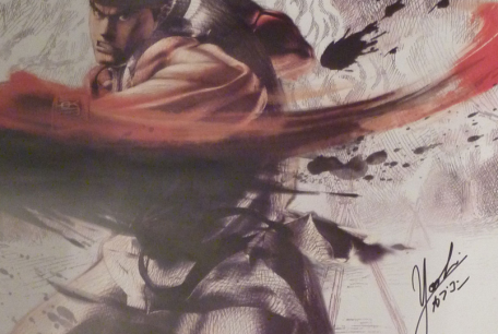 Poster Super Street Fighter IV 3D firmado por Yoshinori Ono
